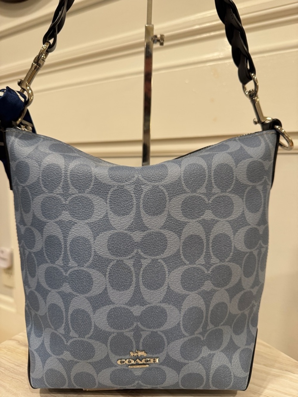 Coach Abby Duffle Blue Signature Monogram Hobo Bag - Picture 5 of 17